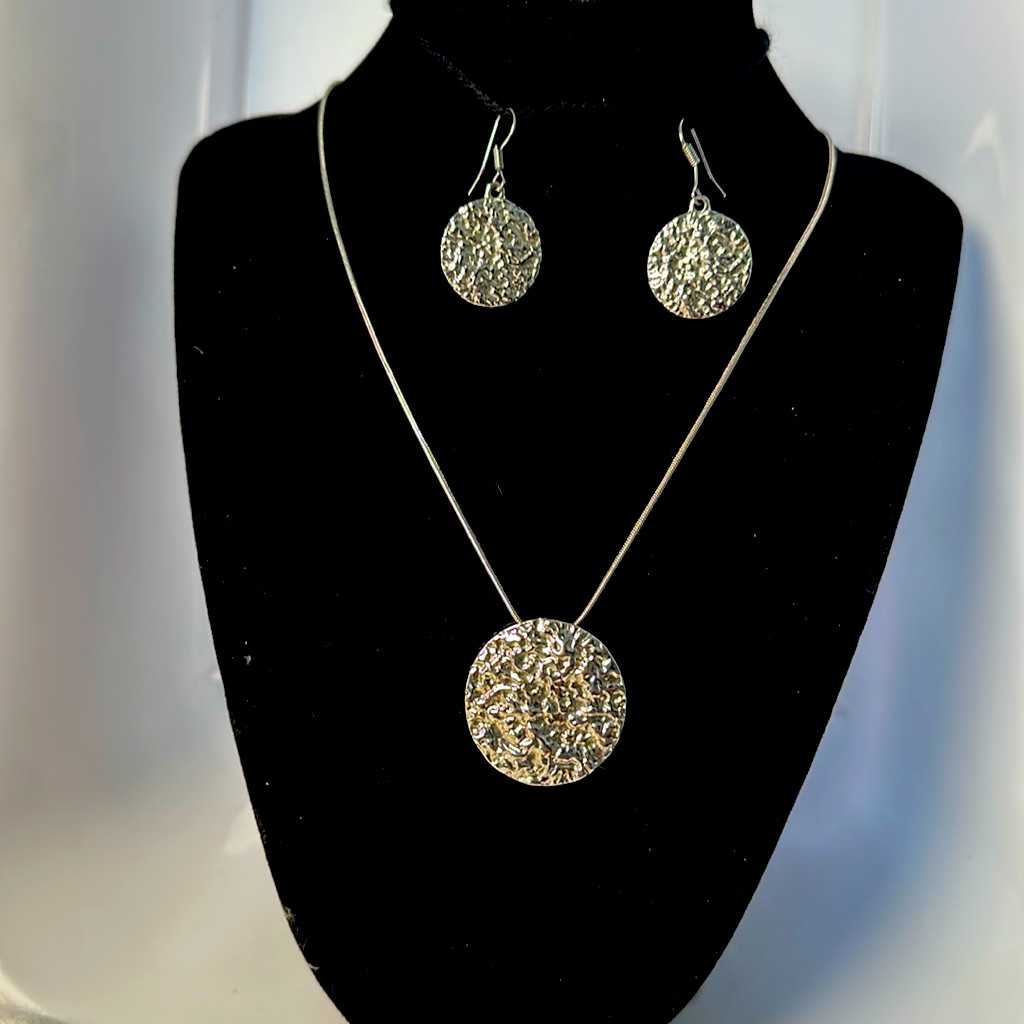 Necklace 19 And Matching Silver Disk Earrings - Christopher Banks 18$